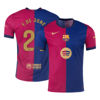 F.DE JONG #21 Barcelona Home Spotify Logo Without Text Match Jersey 2024/25