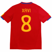 XAVI #8 Retro Spain Home Jersey 2010