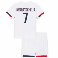 KVARATSKHELIA #7 Kids PSG Away Jersey Kit 2024/25