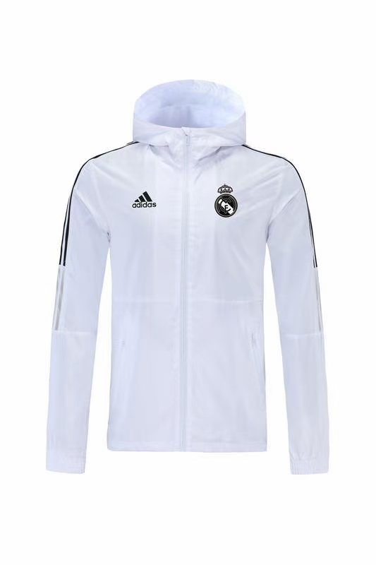 Real Madrid Windbreaker Hoodie Jacket White&Black 2021/22