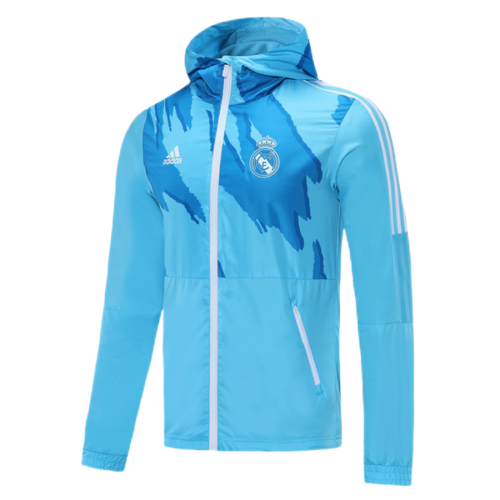 Real Madrid Windbreaker Hoodie Jacket Blue 2021/22