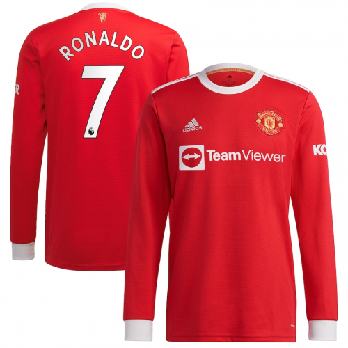 Manchester United 2021 2022 Official Jersey Long Sleeve EPL Ronaldo LS  Shirt (M)