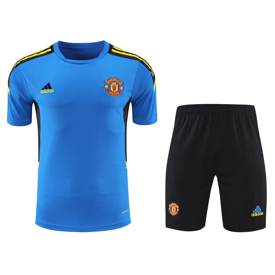 Manchester United  Soccer Jersey Training Kit(Jersey+Shorts) Blue&Black 2021/22