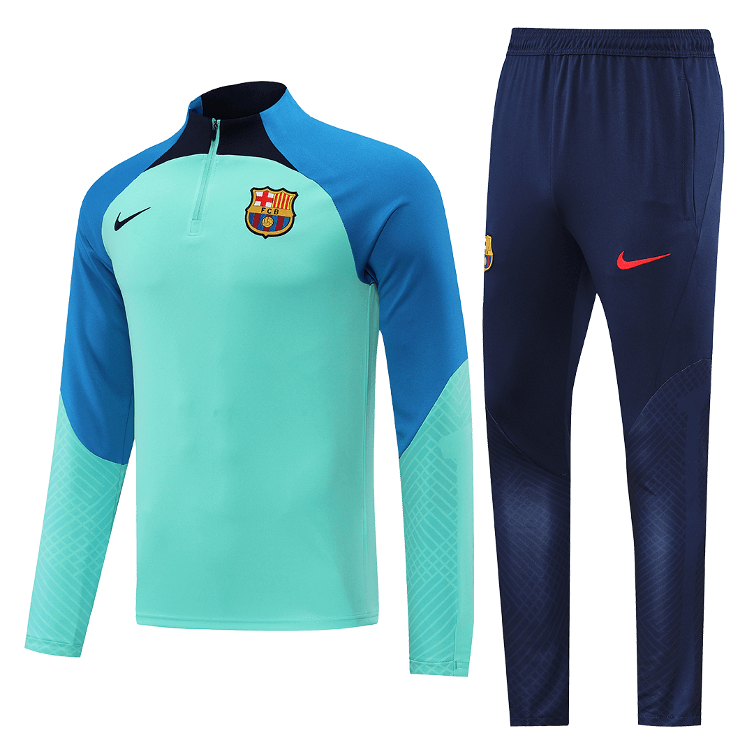 Barcelona Zipper Sweatshirt Kit(Top+Pants) Cyan 2022/23