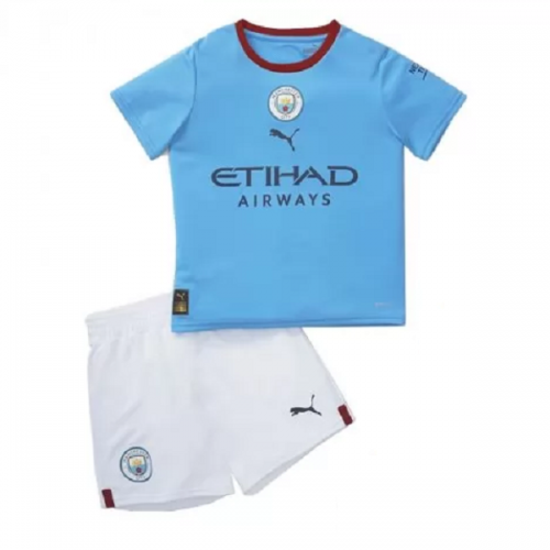 Manchester City Kids Jersey Home Kit(Jersey+Shorts) Replica 2022/23