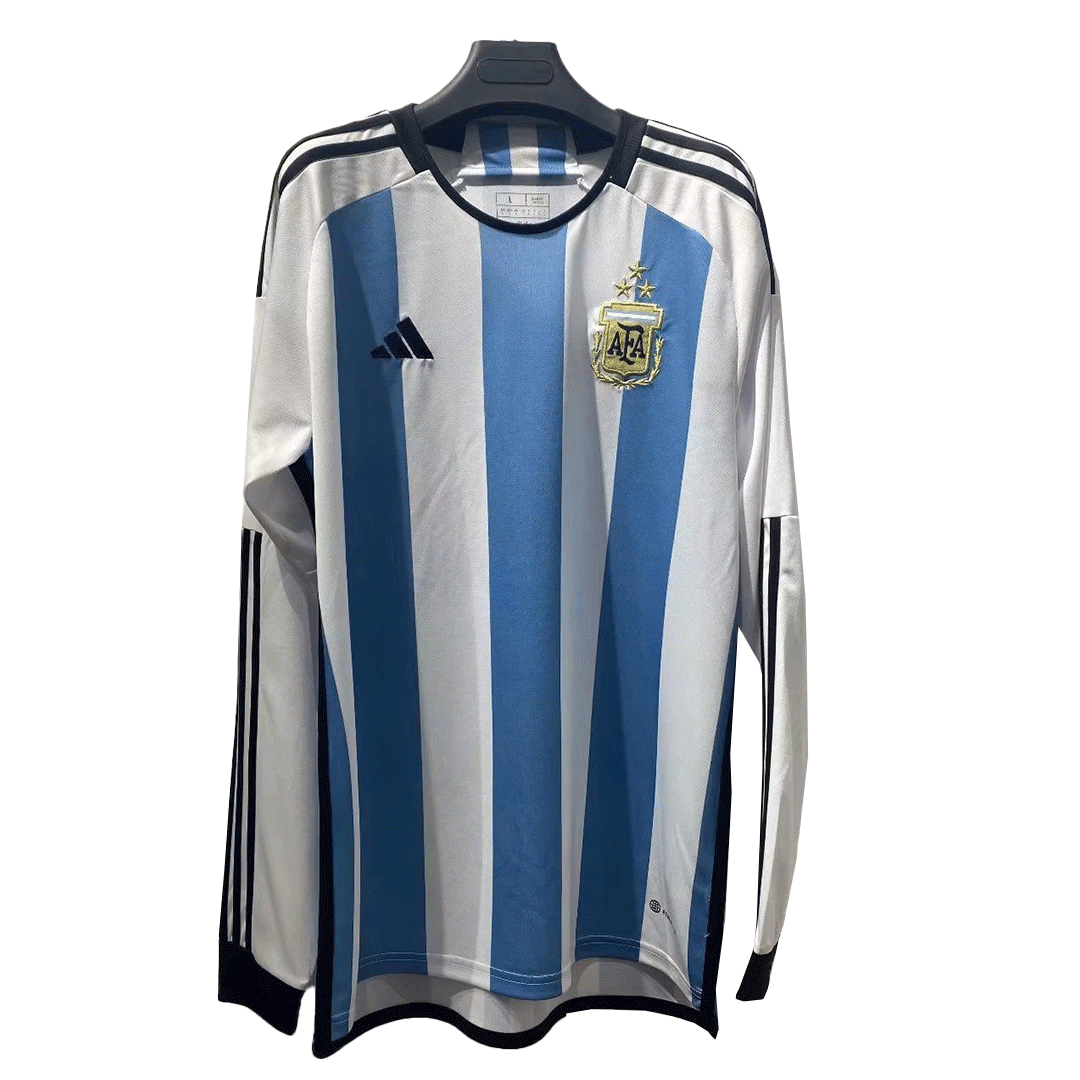Argentina 3 Stars Jersey Long Sleeve Home Replica World Cup 2022