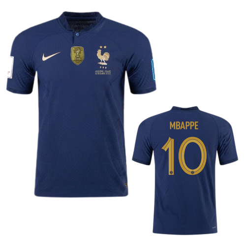 finekeys New France Home Soccer Jersey World Cup 2022 Men Adult Mbappe #10 Benzema #19 M / Any Name & Number