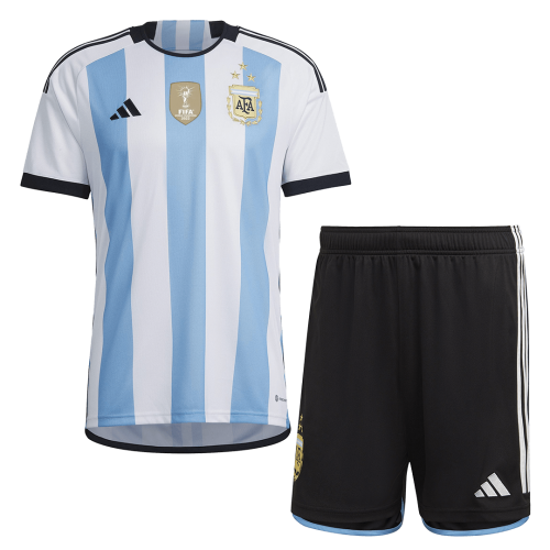 Argentina 3 Stars Jersey Away Kit(Jersey+Shorts) Replica World Cup 2022