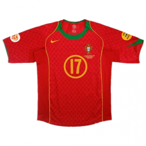 Portugal Cristiano Ronaldo #17 Retro Jersey Home Replica Euro Cup 2004