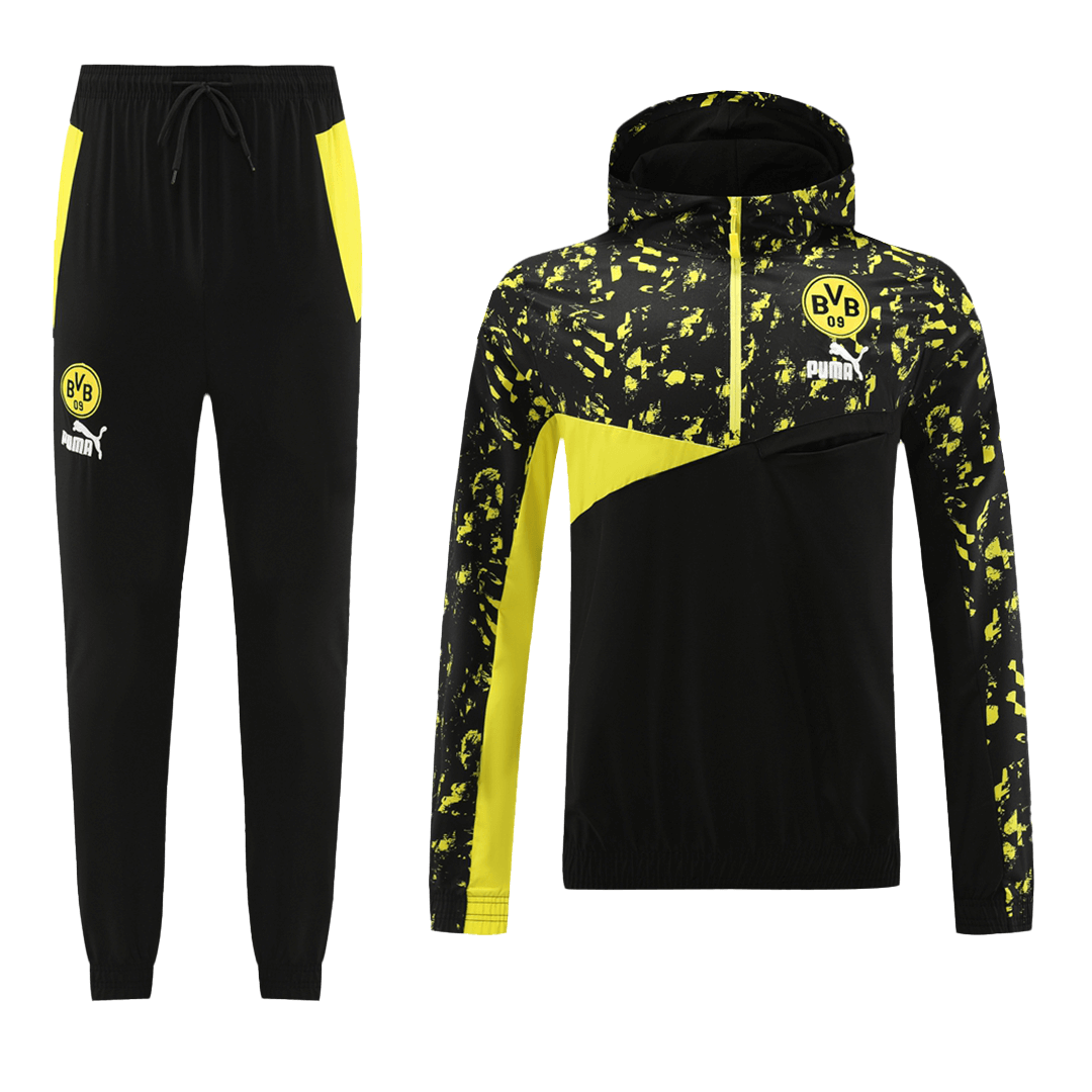 Borussia Dortmund Zipper Windbreaker Hoodie Kit (Jacket+Pants) 2023/24