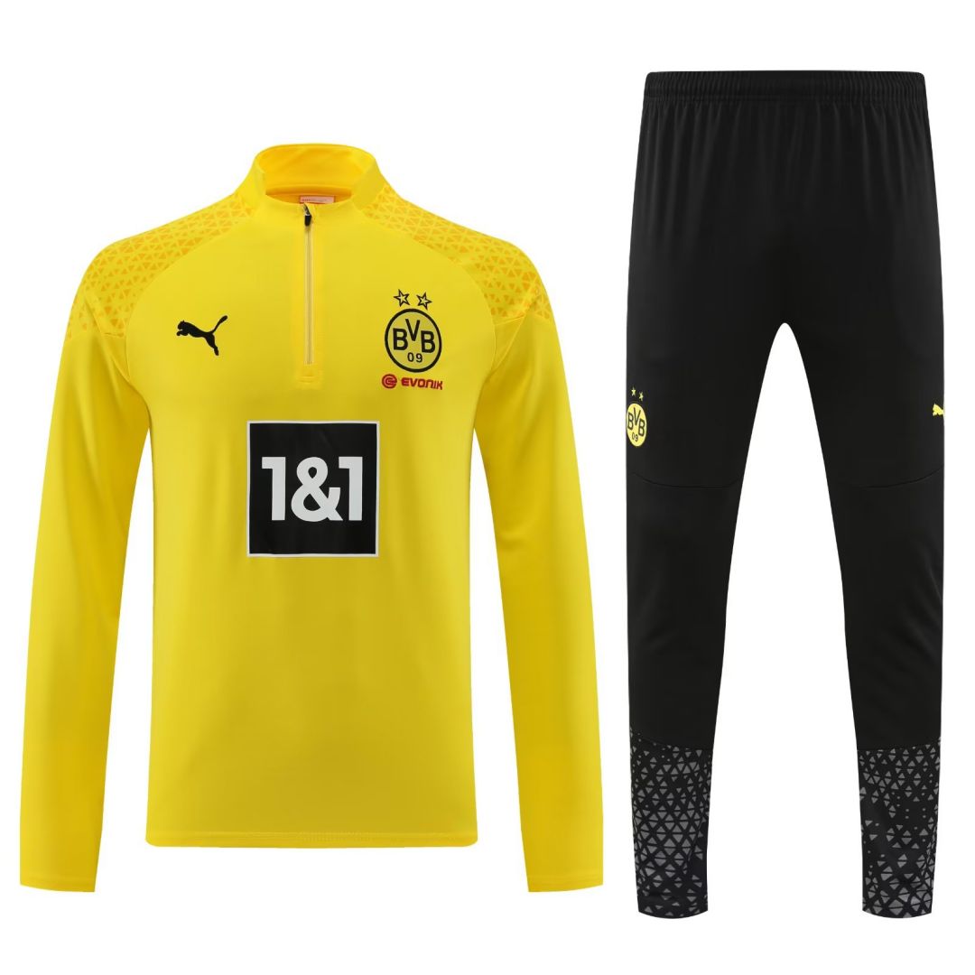 Borussia Dortmund Zipper Sweatshirt Kit(Top+Pants) Yellow 2023/24