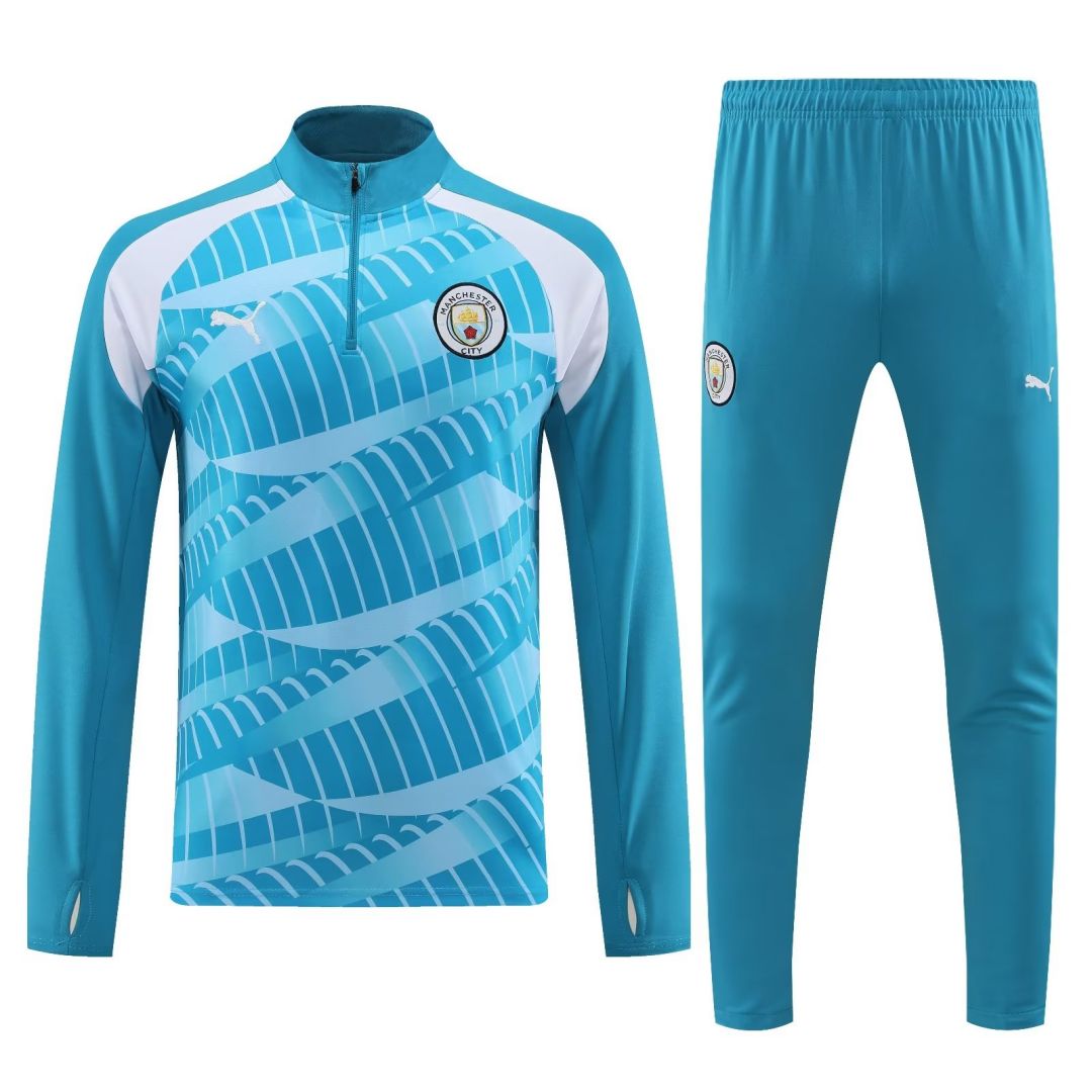 Manchester City Zipper Sweatshirt Kit(Top+Pants) Blue 2023/24