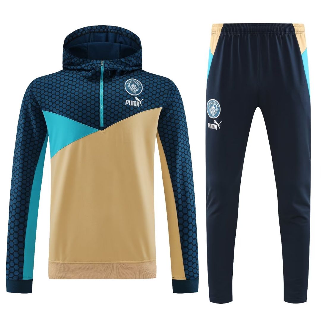 Manchester City Zipper Hoodie Sweat Kit(Top+Pants) Navy 2023/24