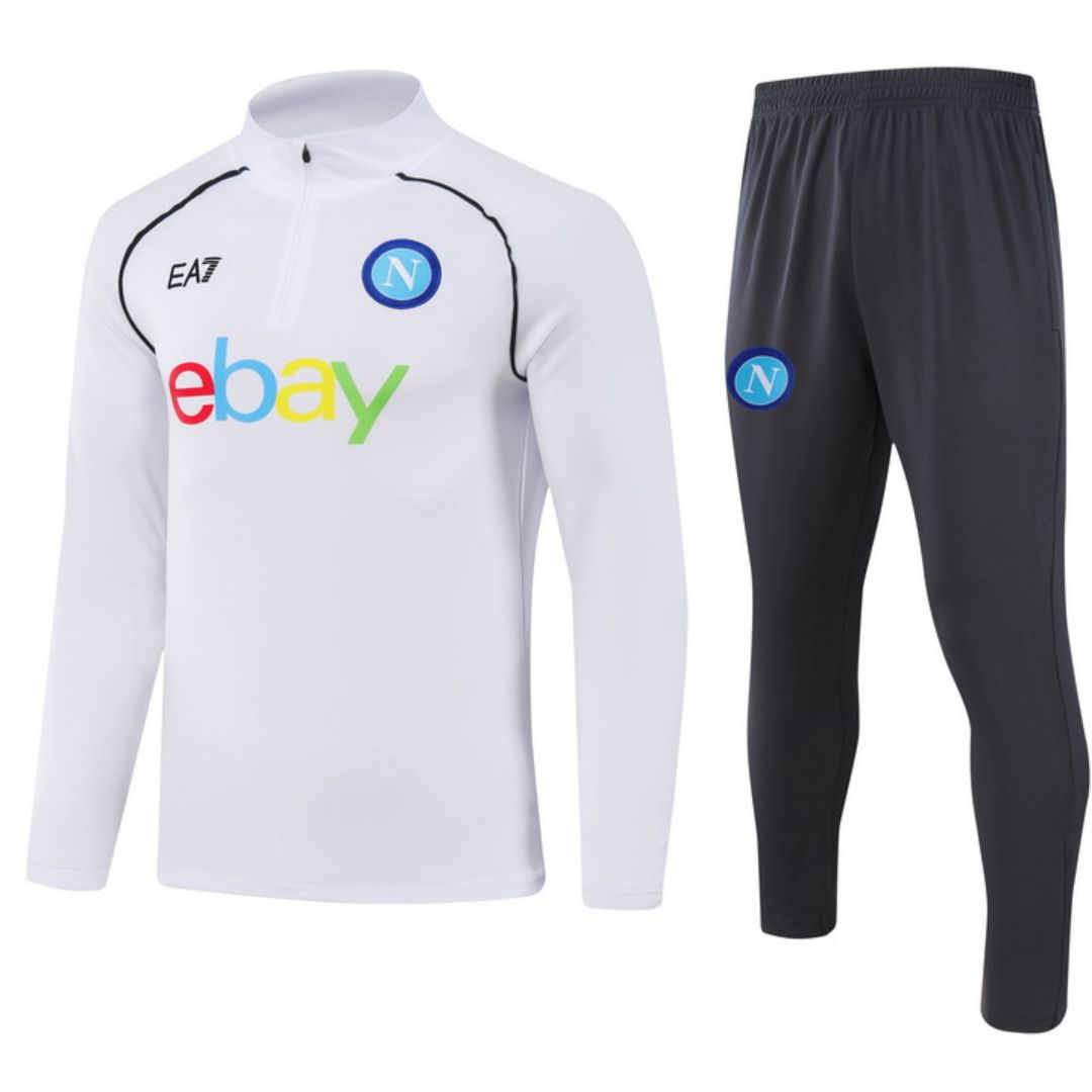 Napoli Zipper Sweatshirt Kit(Top+Pants) White 2023/24