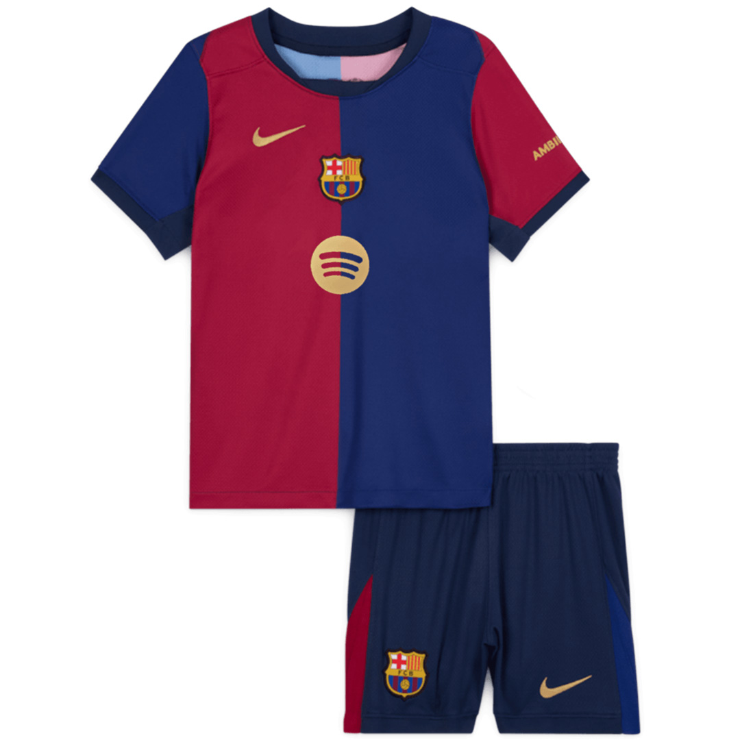 Kids LAMINE YAMAL #19 Barcelona Home Spotify Logo Without Text Jersey Kit 2024/25