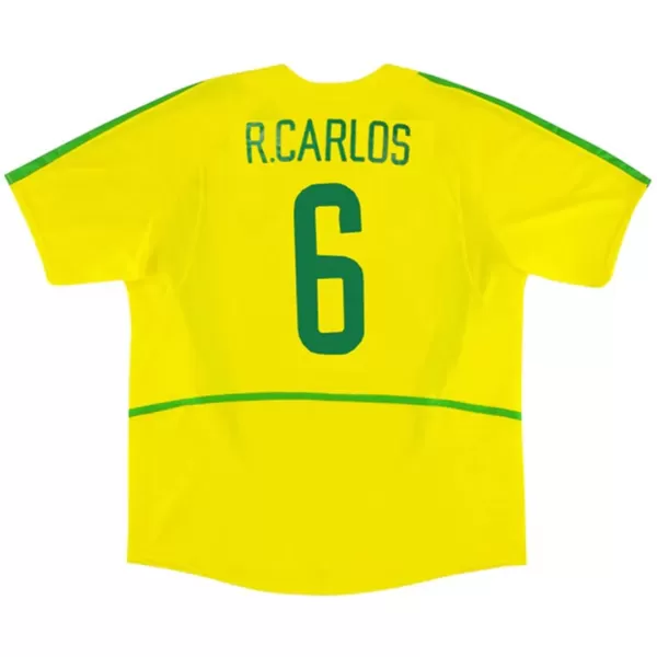 R.CARLOS #6 Retro Brazil Home Jersey World Cup 2002 - minejerseys
