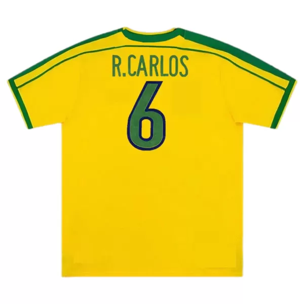 R.CARLOS #6 Retro Brazil Home Jersey World Cup 1998 - minejerseys