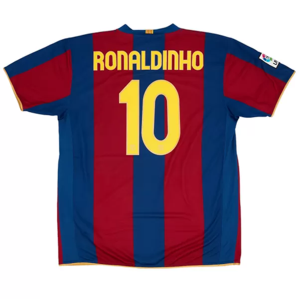 Ronaldinho #10 Retro Barcelona Home Jersey 50-Years Anniversary 2007/08 - minejerseys