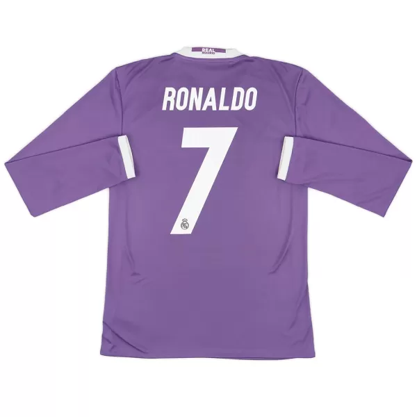 Ronaldo #7 Retro Real Madrid Long Sleeve Away Jersey 2016/17 - minejerseys