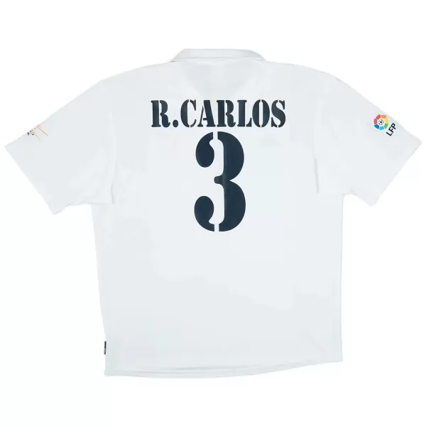 R.CARLOS #3 Retro Real Madrid Centenary Home Jersey 2002/03 - minejerseys