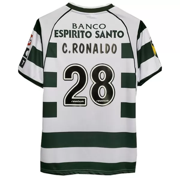 C.RONALDO #28 Retro Sporting Lisbon Home Jersey 2002/03 - minejerseys