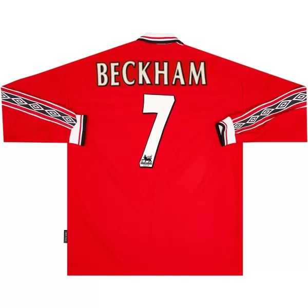 Beckham #7 Retro Manchester United Home Sleeve Sleeve Jersey 1998/00 - minejerseys