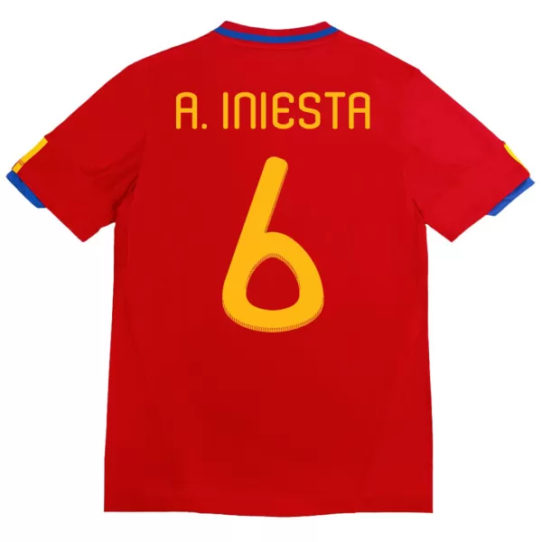 A. INIESTA #6 Retro Spain Home Jersey 2010 - minejerseys