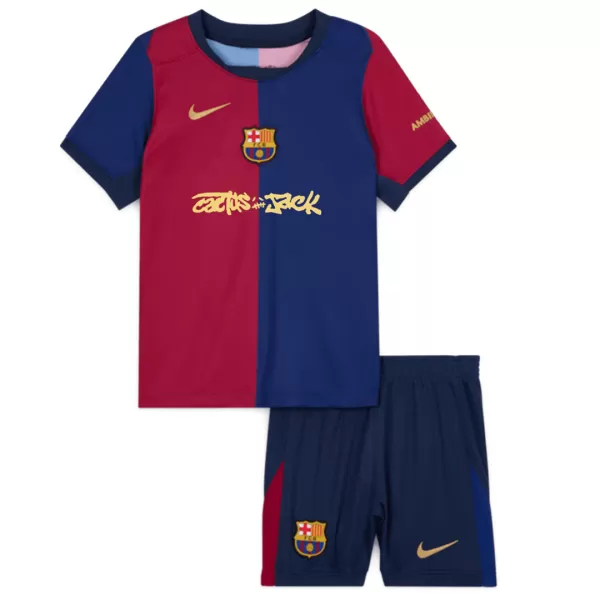 Kids Barcelona x Travis Scott Cactus Jack Home Kit - minejerseys