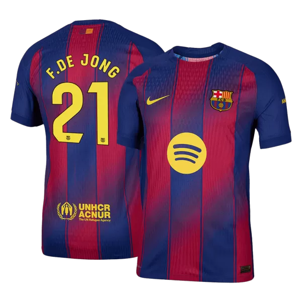 F.DE JONG #21 Barcelona Home Match Jersey Player Version 2025/26 - minejerseys