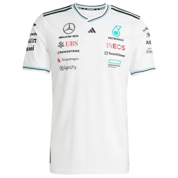 Mercedes AMG Petronas White Authentic Team Driver T-Shirt 2025 - minejerseys