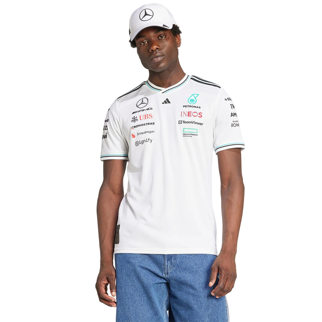 Mercedes AMG Petronas White Authentic Team Driver T-Shirt 2025 - Image 2