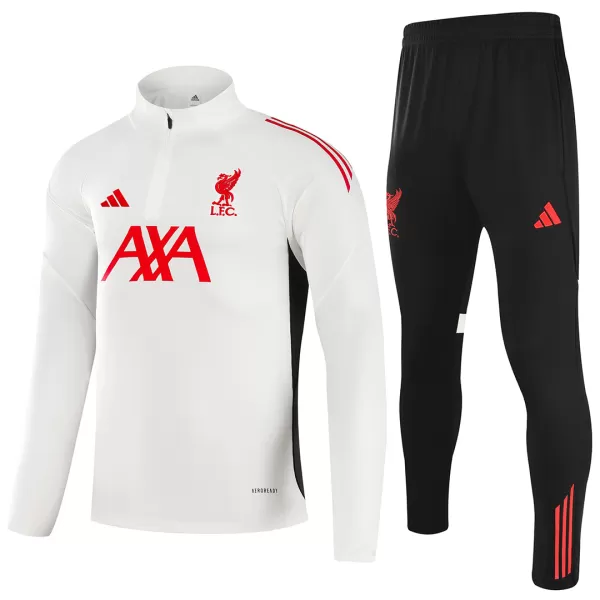 Liverpool 1/4 Zipper Sweat Kit(Top+Pants) White 2025/26 - minejerseys