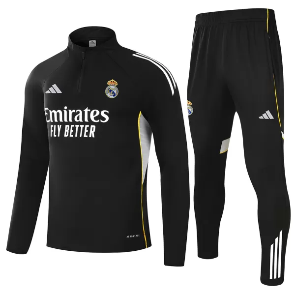 Real Madrid 1/4 Zipper Sweat Kit(Top+Pants) Black 2025/26 - minejerseys