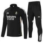 Kids Real Madrid 1/4 Zipper Sweat Kit(Top+Pants) Black 2025/26 - minejerseys