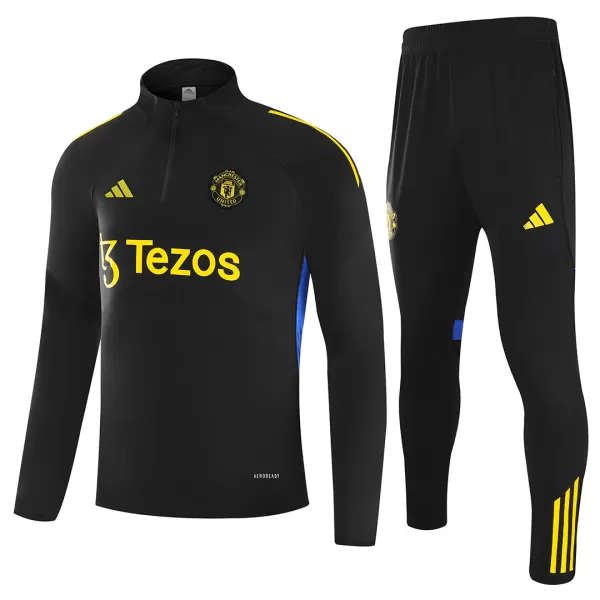 Kids Manchester United 1/4 Zipper Sweat Kit(Top+Pants) Black 2025/26 - minejerseys