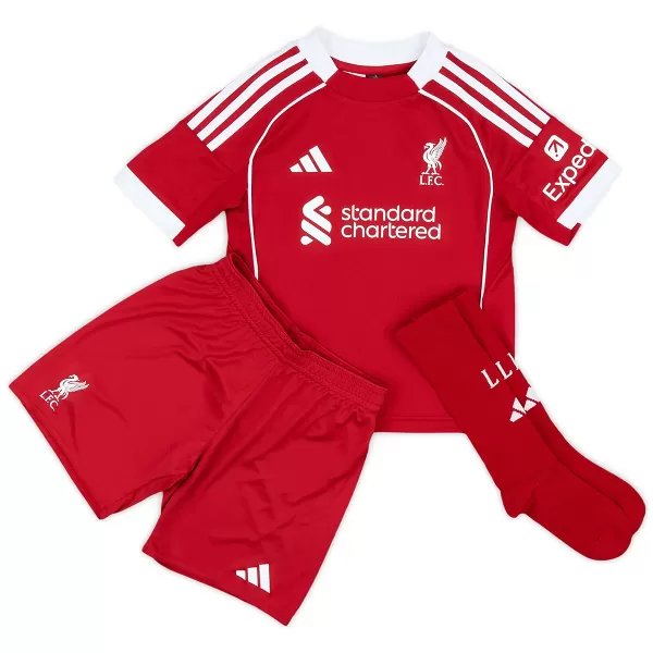 Kids Liverpool Home Jersey Full Kit 2025/26 - minejerseys