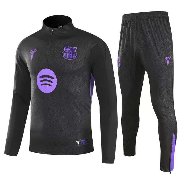 Kids Barcelona x Kobe Bryant 1/4 Zipper Sweat Kit(Top+Pants) Black 2025/26 - minejerseys