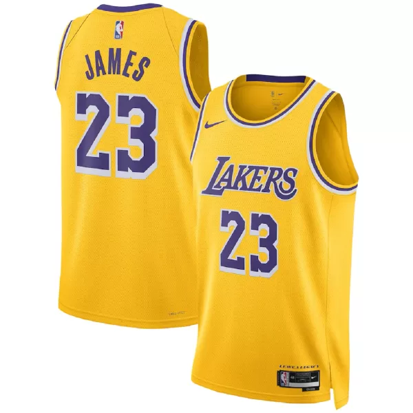 Men's Los Angeles Lakers LeBron James #23 Gold Swingman Jersey - Icon Edition - minejerseys