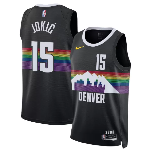 Men's Denver Nuggets Nikola Jokić #15 Black Swingman Jersey 2025/26 - City Edition - minejerseys