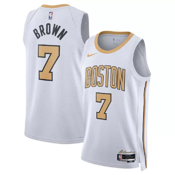Men's Boston Celtics Jaylen Brown #7 White Swingman Jersey 2025/26 - City Edition - minejerseys