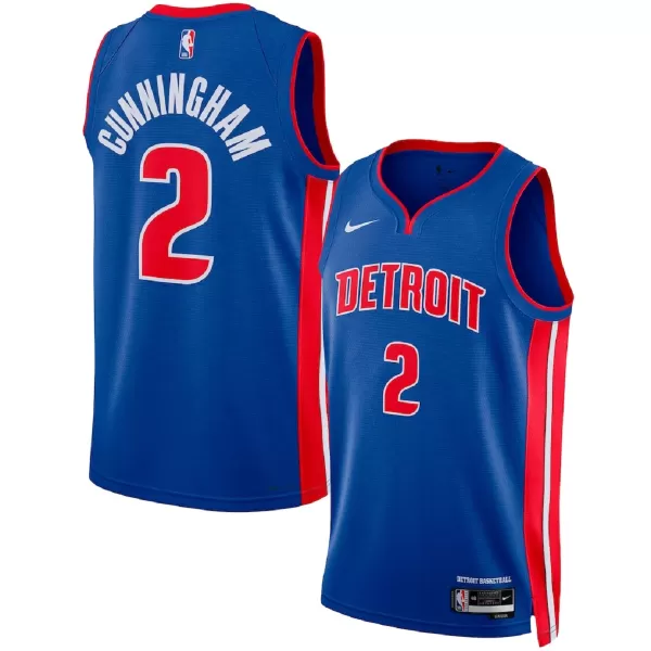 Men's Detroit Pistons Cade Cunningham #2 Blue Swingman Jersey - Icon Edition - minejerseys