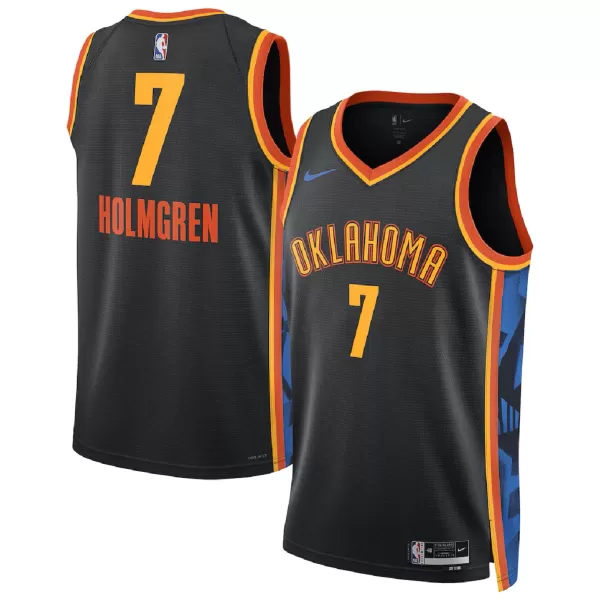 Unisex Oklahoma City Thunder Chet Holmgren #7 Black Swingman Jersey - City Edition - minejerseys