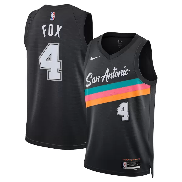 Unisex San Antonio Spurs De'Aaron Fox #4 Black Swingman Jersey 2025/26 - City Edition - minejerseys