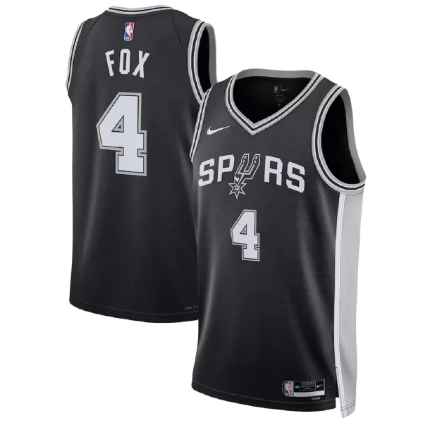 Men's San Antonio Spurs De'Aaron Fox #4 Black Swingman Jersey - Icon Edition - minejerseys