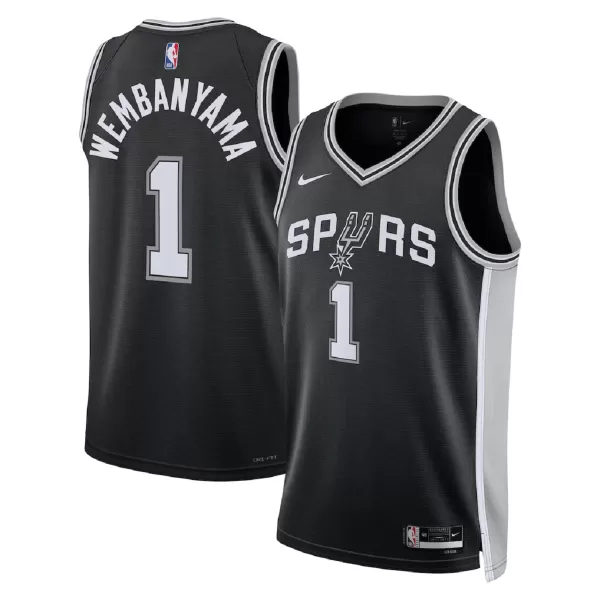 Unisex San Antonio Spurs Victor Wembanyama #1 Black Swingman Jersey - Icon Edition - minejerseys