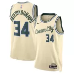 Unisex Milwaukee Bucks Giannis Antetokounmpo #34 Cream Swingman Jersey 2025/26 - City Edition - minejerseys