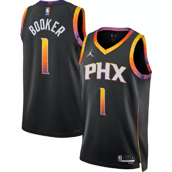 Unisex Phoenix Suns Devin Booker #1 Black Swingman Jersey - Statement Edition - minejerseys