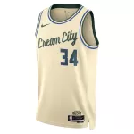 Unisex Milwaukee Bucks Giannis Antetokounmpo #34 Cream Swingman Jersey 2025/26 - City Edition - minejerseys