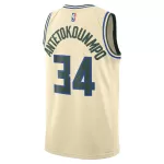 Unisex Milwaukee Bucks Giannis Antetokounmpo #34 Cream Swingman Jersey 2025/26 - City Edition - minejerseys