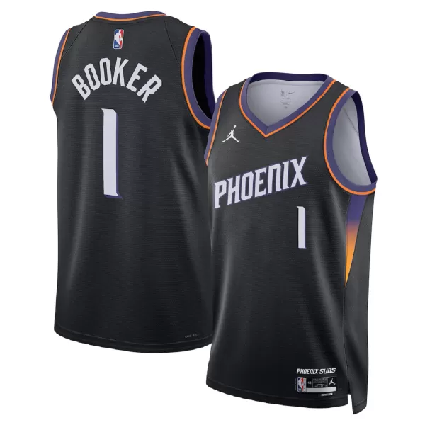 Unisex Phoenix Suns Devin Booker #1 Black Swingman Jersey - Statement Edition - minejerseys